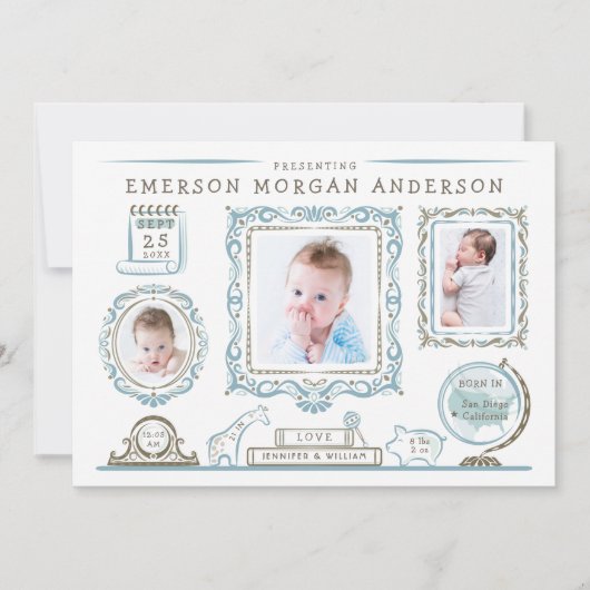 Faire-part Annonce de naissance de bébé pour mur de nursery (Devant)