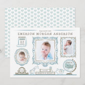 Faire-part Annonce de naissance de bébé pour mur de nursery (Devant / Derrière)
