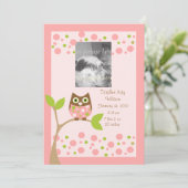 Faire-part Annonce de naissance de Chouette rose.. (Debout devant)