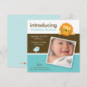 Faire-part Annonce de naissance de créateur Lion & Birdie (bl (Devant / Derrière)