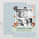 Faire-part Annonce de naissance de garçon avec des bébés anim (Devant / Derrière)