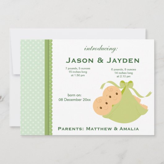 Faire-part Annonce de naissance de jumeaux (Devant)
