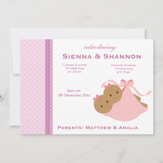 Faire-part Annonce de naissance de jumeaux (Devant)