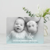 Faire-part Annonce de naissance de jumeaux garçon Double Fun (Debout devant)