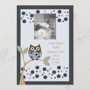 Faire-part Annonce de naissance de la Chouette bleue..
