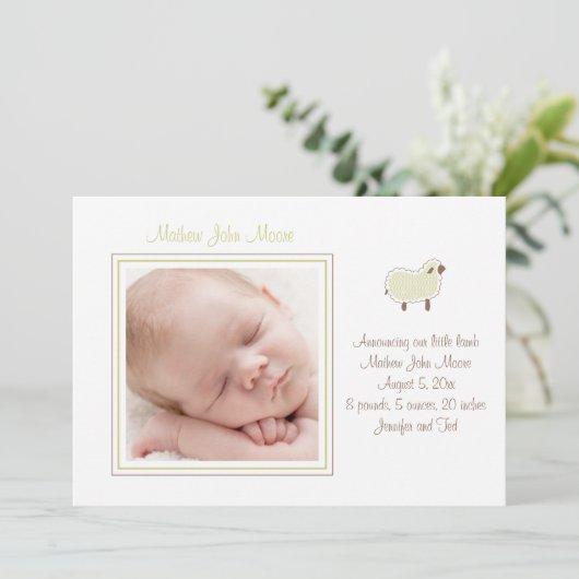 Faire-part Annonce de naissance de petit agneau (Debout devant)