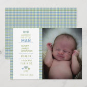 Faire-part Annonce de naissance de Petit Homme (Devant / Derrière)