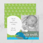 Faire-part Annonce de naissance de Whale Boy (Devant / Derrière)