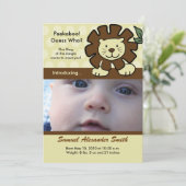 Faire-part Annonce de naissance du ROI LION BÉBÉ de la Jungle (Debout devant)