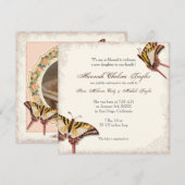 Faire-part Annonce de naissance d'une fille Rose victorienne (Devant / Derrière)