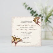 Faire-part Annonce de naissance d'une fille Rose victorienne (Debout devant)