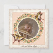 Faire-part Annonce de naissance d'une fille Rose victorienne (Dos)