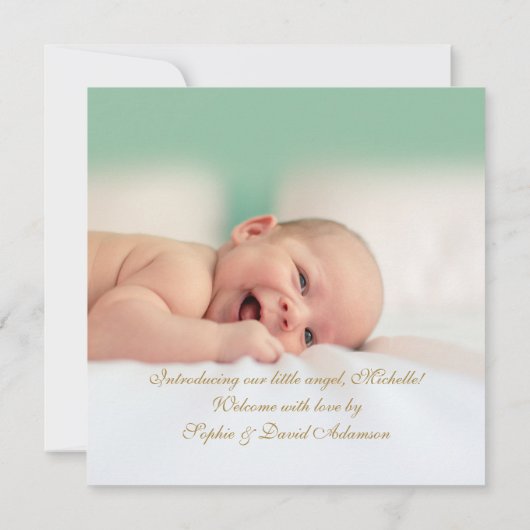 Faire-part Annonce de naissance en or Cadeau Pierre précieuse (Dos)