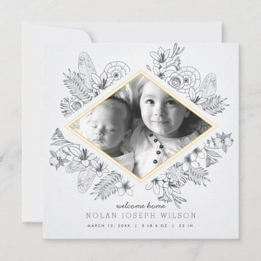 Faire-part Annonce de naissance florale mod (Devant)