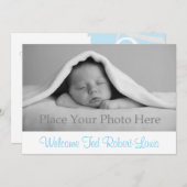 Faire-part Annonce de Naissance Garçon (Devant / Derrière)