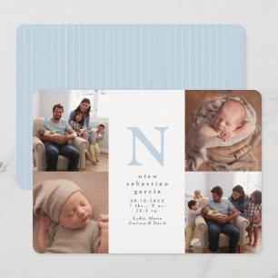 Faire-part Annonce de naissance garçon collage quatre photos