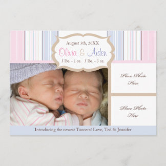 Faire-part Annonce de naissance - Jumeaux