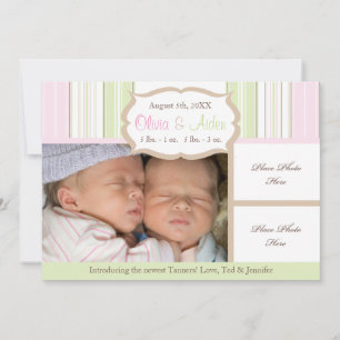 Faire-part Annonce de naissance - Jumeaux
