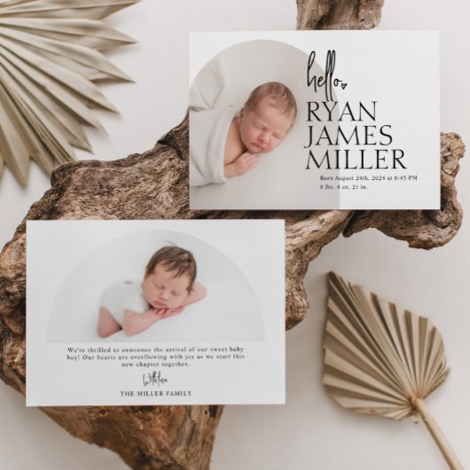 Faire-part Annonce de naissance minimale moderne pour bébé av