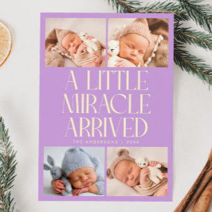 Faire-part Annonce de naissance Miracle de Noël Wisteria Gras