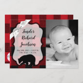 Faire-part Annonce de naissance photo 13x18 Armée rouge ours (Devant / Derrière)