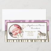 Faire-part Annonce de naissance photo 4x8 Jacana Fille Jungle (Devant / Derrière)