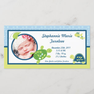 Faire-part Annonce de naissance photo 4x8 Tortue récif océan 