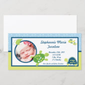 Faire-part Annonce de naissance photo 4x8 Tortue récif océan (Devant / Derrière)