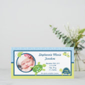 Faire-part Annonce de naissance photo 4x8 Tortue récif océan (Debout devant)