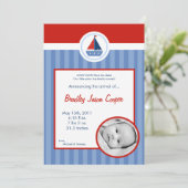 Faire-part Annonce de naissance PHOTO 5x7 Bateau à voile naut (Debout devant)