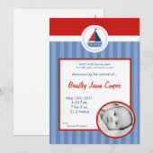 Faire-part Annonce de naissance PHOTO 5x7 Bateau à voile naut (Devant / Derrière)