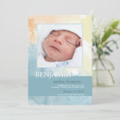Faire-part Annonce de naissance photo aquarelle (Debout devant)