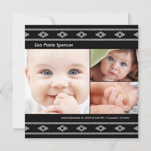 Faire-part Annonce de naissance Photo Baby Black Bandhini (Devant)