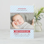 Faire-part Annonce de naissance photo bébé garçon Modern Base (Debout devant)