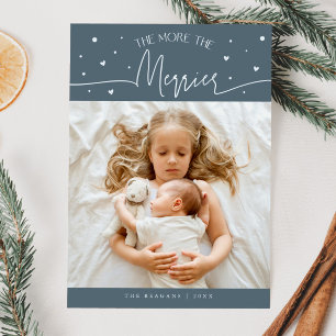 Faire-part Annonce de naissance photo Bleu ardoise de Noël Pl
