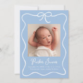 Faire-part Annonce de naissance photo Charming Bow Bleu Bébé (Devant)