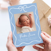 Faire-part Annonce de naissance photo Charming Bow Bleu Bébé