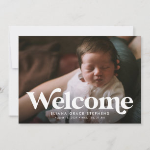 Faire-part Annonce de naissance photo de bienvenue en rose gr