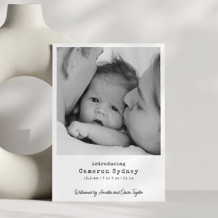 Faire-part Annonce de naissance photo de machine à écrire bla