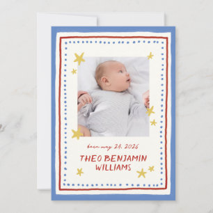 Faire-part Annonce de naissance photo étoilée peinte à la mai
