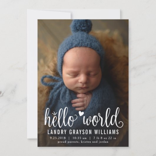 Faire-part Annonce de naissance Photo Hello World Stat (Devant)