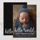 Faire-part Annonce de naissance Photo Hello World Stat (Devant / Derrière)