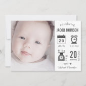 Faire-part Annonce de naissance photo infographique moderne (Devant)