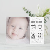 Faire-part Annonce de naissance photo infographique moderne (Debout devant)