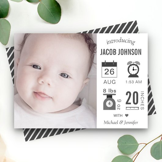 Faire-part Annonce de naissance photo infographique moderne