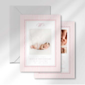 Faire-part Annonce de naissance photo monogramme à rayures pr