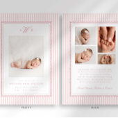 Faire-part Annonce de naissance photo monogramme à rayures pr