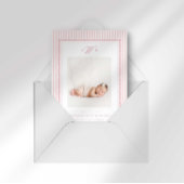 Faire-part Annonce de naissance photo monogramme à rayures pr