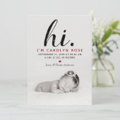 Faire-part Annonce de naissance photo "Salut." Typographie mo (Debout devant)