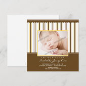 Faire-part Annonce de naissance rayée marron/jaune tendance (Devant / Derrière)